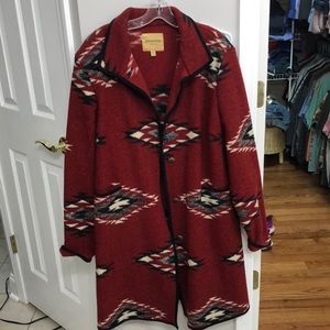 Deep red Aztec long cardigan/jacket